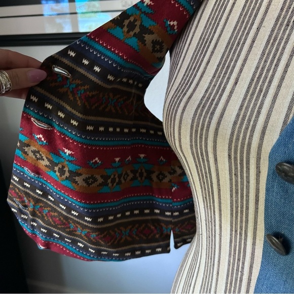 Vintage Handmade Western Aztec Print Denim Vest Sz M/L - Picture 9 of 9